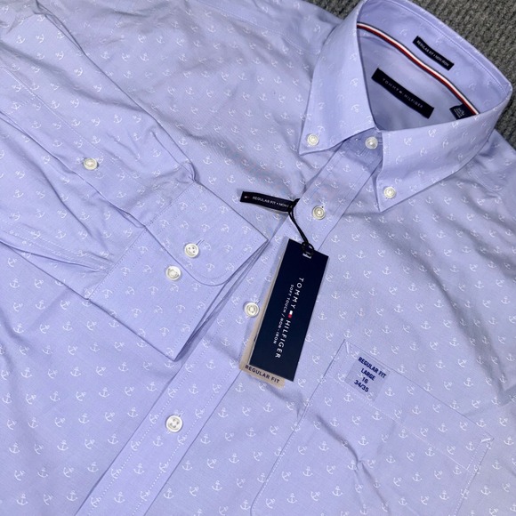 Tommy Hilfiger Other - Tommy Hilfiger Mens Regular Fit Non-Iron Anchor Print Shirt Blue Large 16 34/35